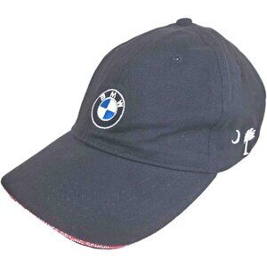 BMW Performance Driving School Hat Black Cap Embroidered Hook Loop Adjustable